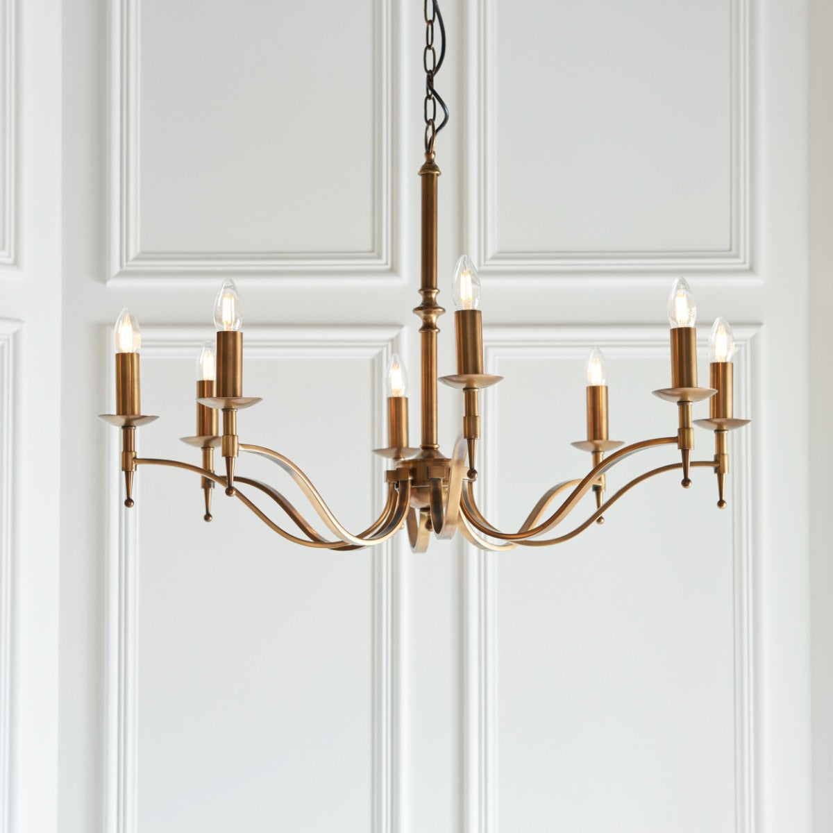 Interiors 1900 Stanford 8 Light Pendant Light in Antique Brass