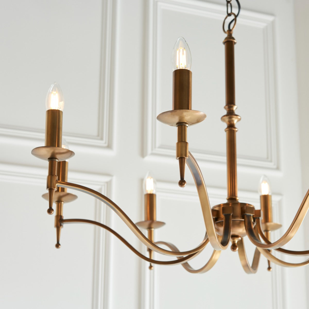 Interiors 1900 Stanford 8 Light Pendant Light in Antique Brass