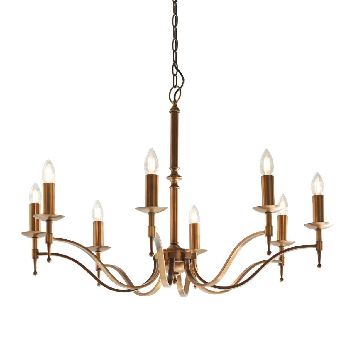 Interiors 1900 Stanford 8 Light Pendant Light in Antique Brass