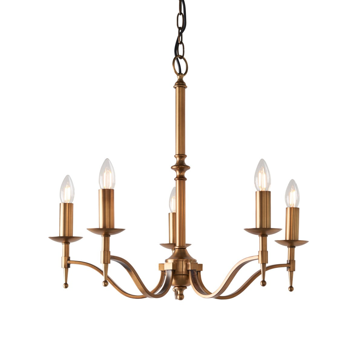 Interiors 1900 Stanford 5 Light Pendant Light in Antique Brass