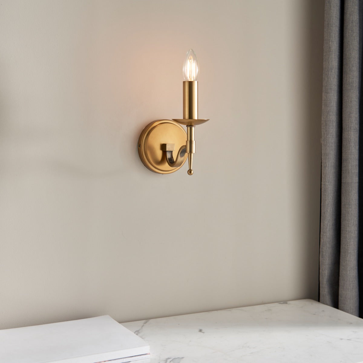 Interiors 1900 Stanford Wall Light in Antique Brass