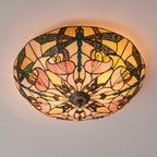 Interiors 1900 Ashton 2 Light Tiffany Flush Ceiling Light in Satin Black