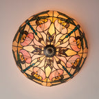 Interiors 1900 Ashton 2 Light Tiffany Flush Ceiling Light in Satin Black