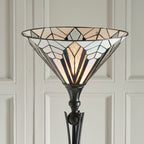 Interiors 1900 Astoria 1 Light Tiffany Floor Lamp in Black with Iridised Glass Inserts