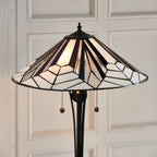 Interiors 1900 Astoria 2 Light Tiffany Floor Lamp in Black with Iridised Glass Inserts