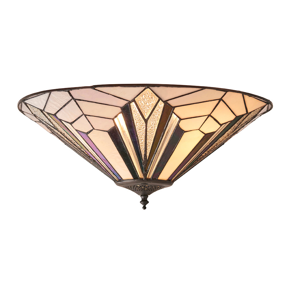 Interiors 1900 Astoria 2 Light Tiffany Flush Ceiling Light in Satin Black