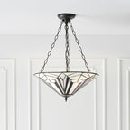 Interiors 1900 Astoria 3 Light Tiffany Pendant Light in Satin Black