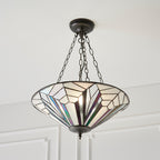 Interiors 1900 Astoria 3 Light Tiffany Pendant Light in Satin Black