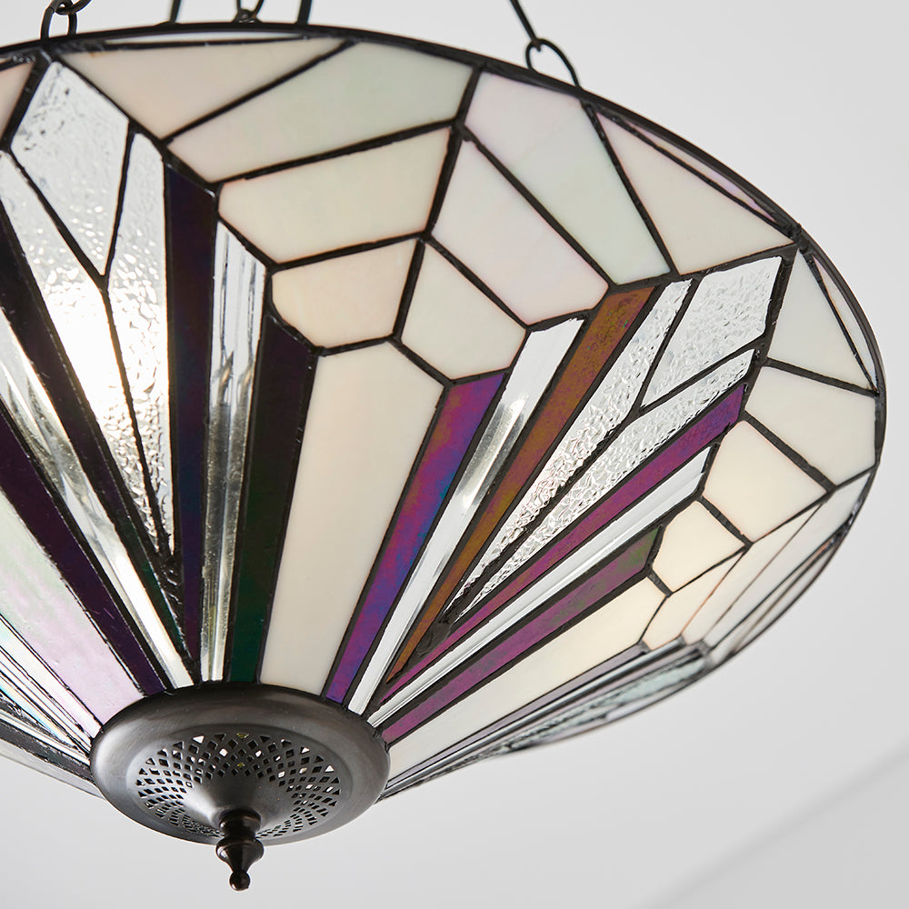 Interiors 1900 Astoria 3 Light Tiffany Pendant Light in Satin Black