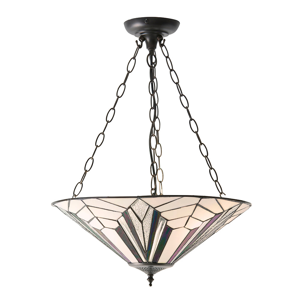 Interiors 1900 Astoria 3 Light Tiffany Pendant Light in Satin Black