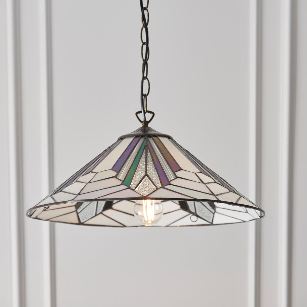 Interiors 1900 Astoria 1 Light Tiffany Pendant Light in Satin Black
