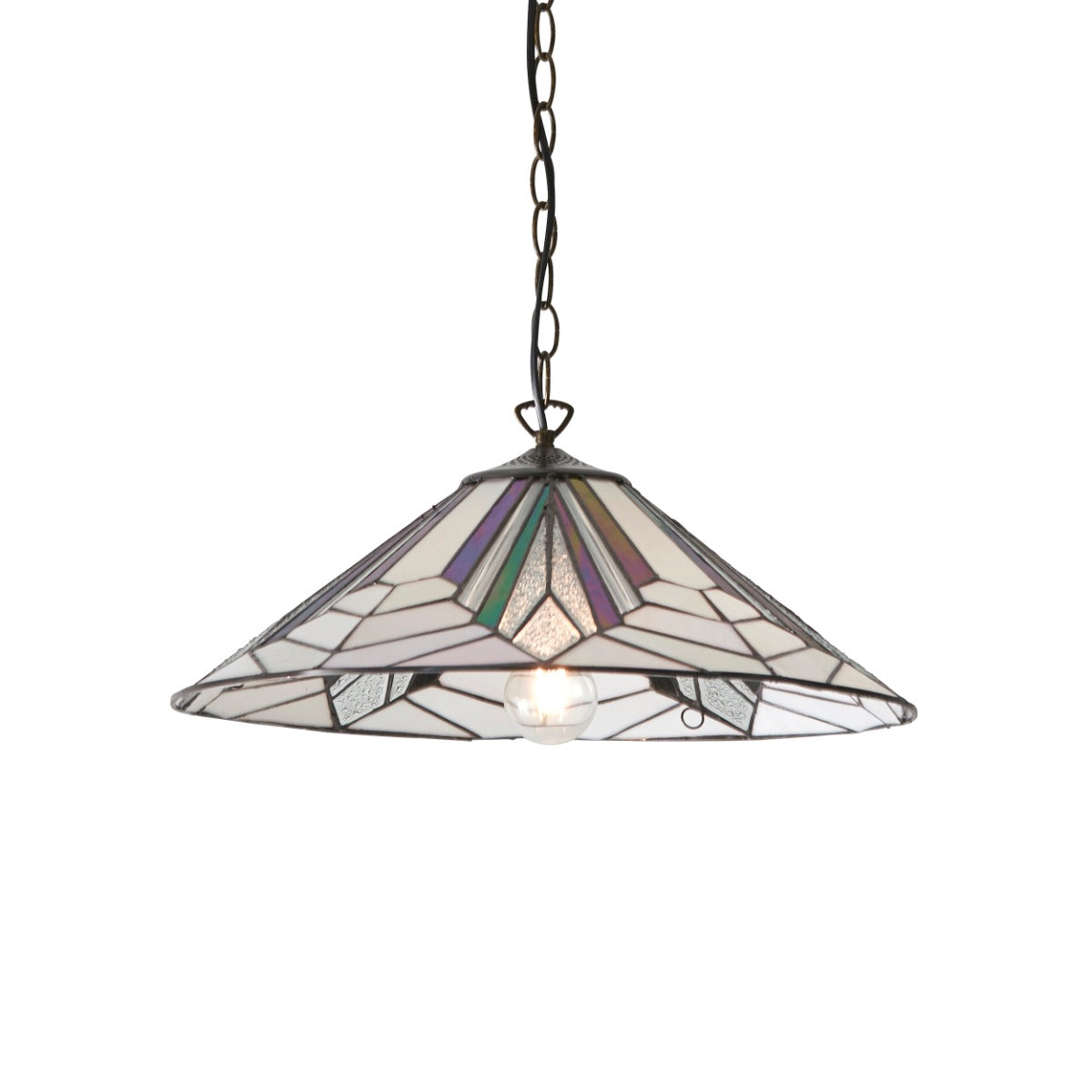Interiors 1900 Astoria 1 Light Tiffany Pendant Light in Satin Black