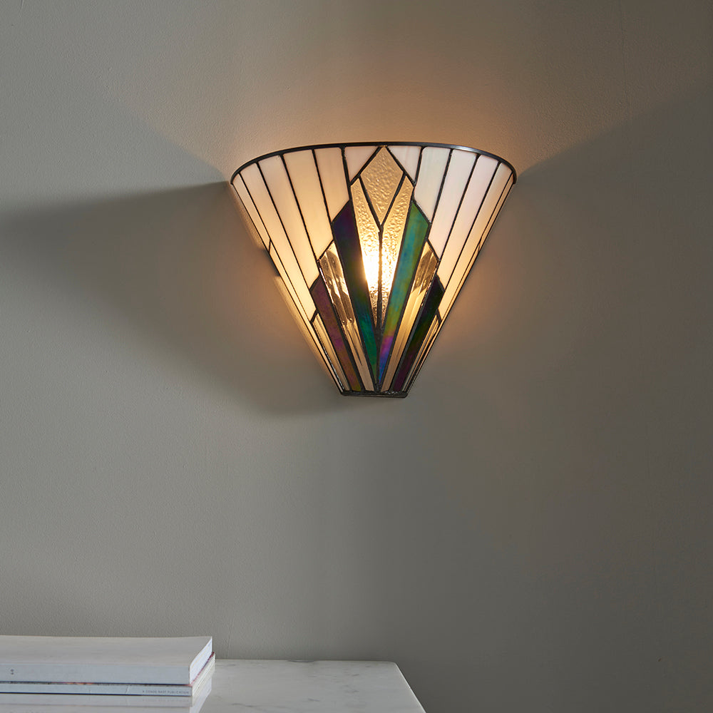 Interiors 1900 Astoria Tiffany Wall Light in Matt Black