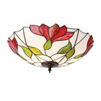 Interiors 1900 Botanica 2 Light Tiffany Flush Ceiling Light in Satin Black