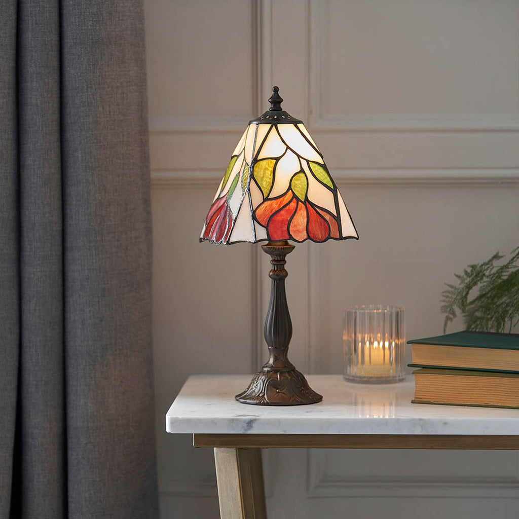 Interiors 1900 Botanica Small Tiffany Table Lamp in Satin Black