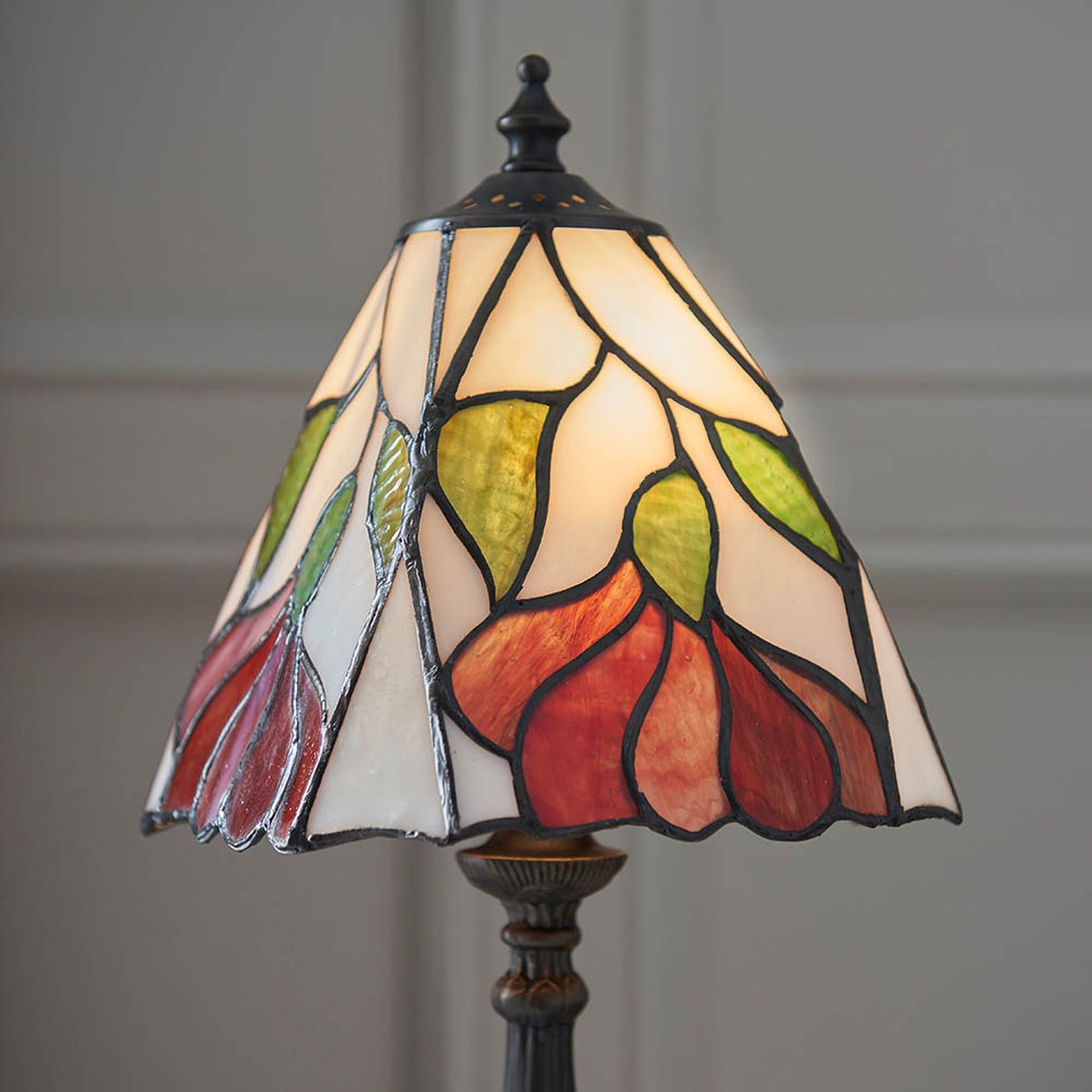 Interiors 1900 Botanica Small Tiffany Table Lamp in Satin Black