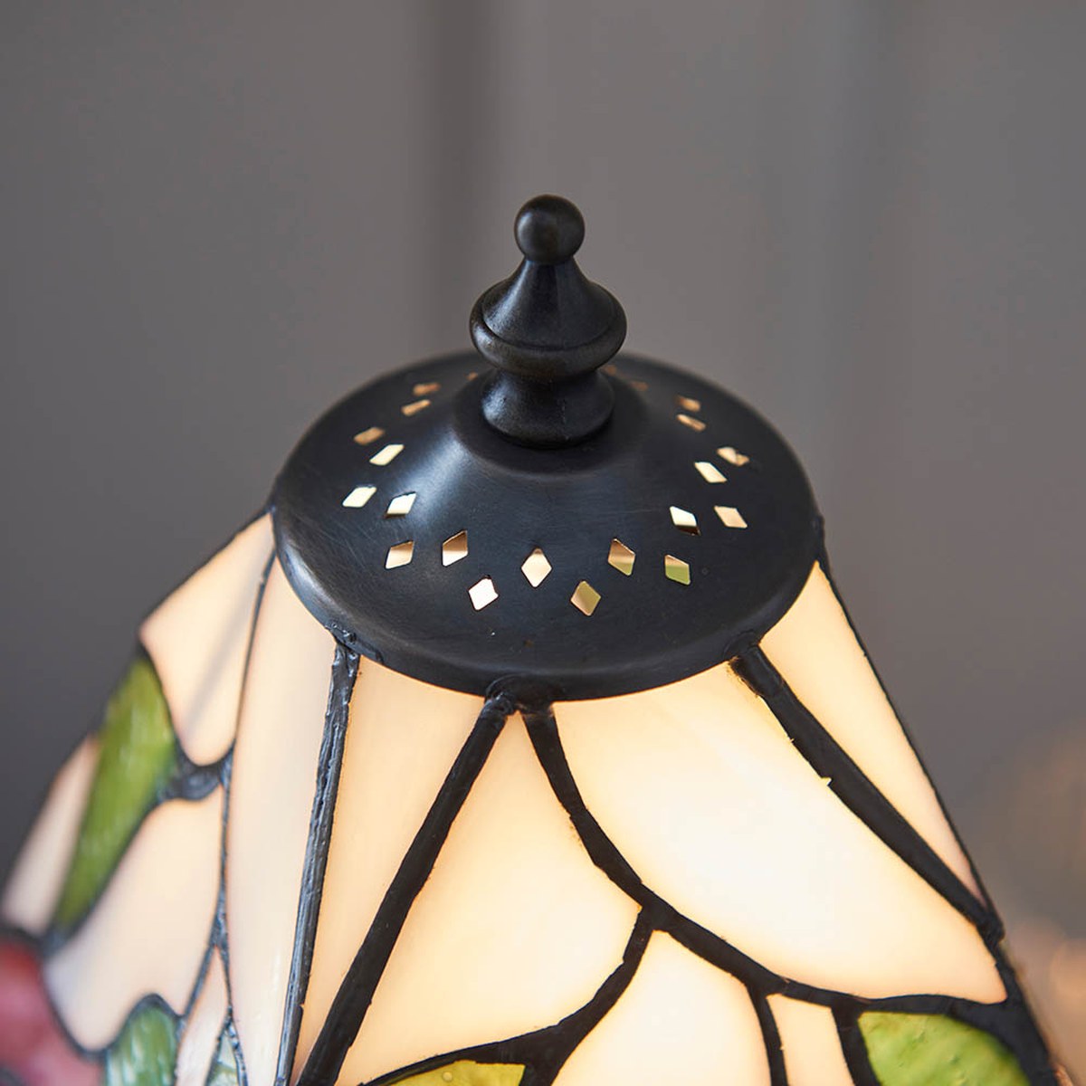 Interiors 1900 Botanica Small Tiffany Table Lamp in Satin Black