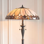 Interiors 1900 Brooklyn 2 Light Tiffany Floor Lamp in Satin Black