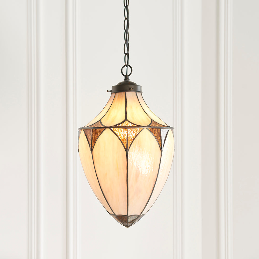 Interiors 1900 Brooklyn Medium Acorn Tiffany Pendant Light in Satin Black