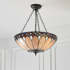 Interiors 1900 Brooklyn 3 Light Tiffany Pendant Light in Satin Black