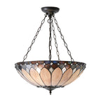 Interiors 1900 Brooklyn 3 Light Tiffany Pendant Light in Satin Black