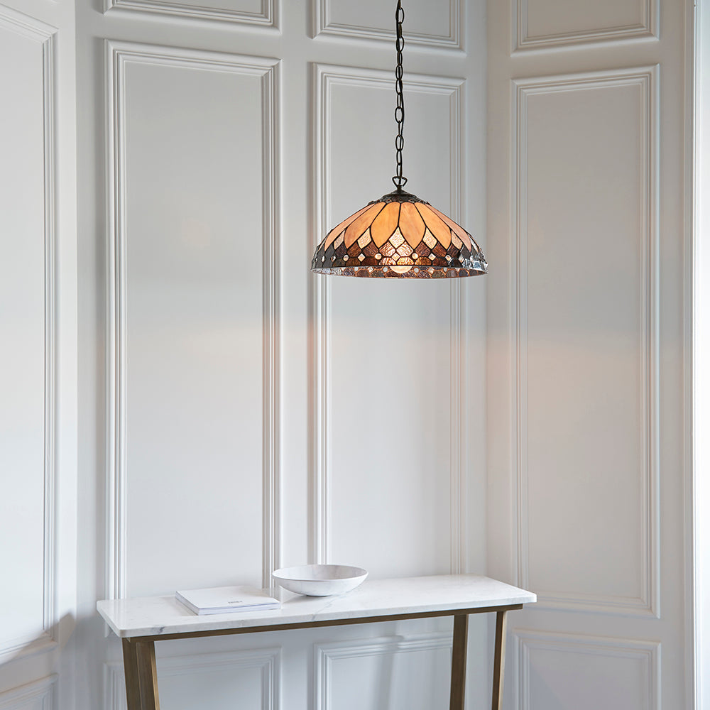 Interiors 1900 Brooklyn Medium Tiffany Pendant Light in Satin Black