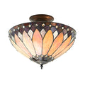 Interiors 1900 Brooklyn 3 Light Tiffany Semi Flush Ceiling Light in Satin Black