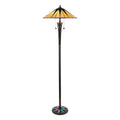 Interiors 1900 Dark Star 2 Light Tiffany Floor Lamp in Black