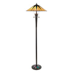 Interiors 1900 Dark Star 2 Light Tiffany Floor Lamp in Black