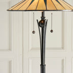 Interiors 1900 Dark Star 2 Light Tiffany Floor Lamp in Black