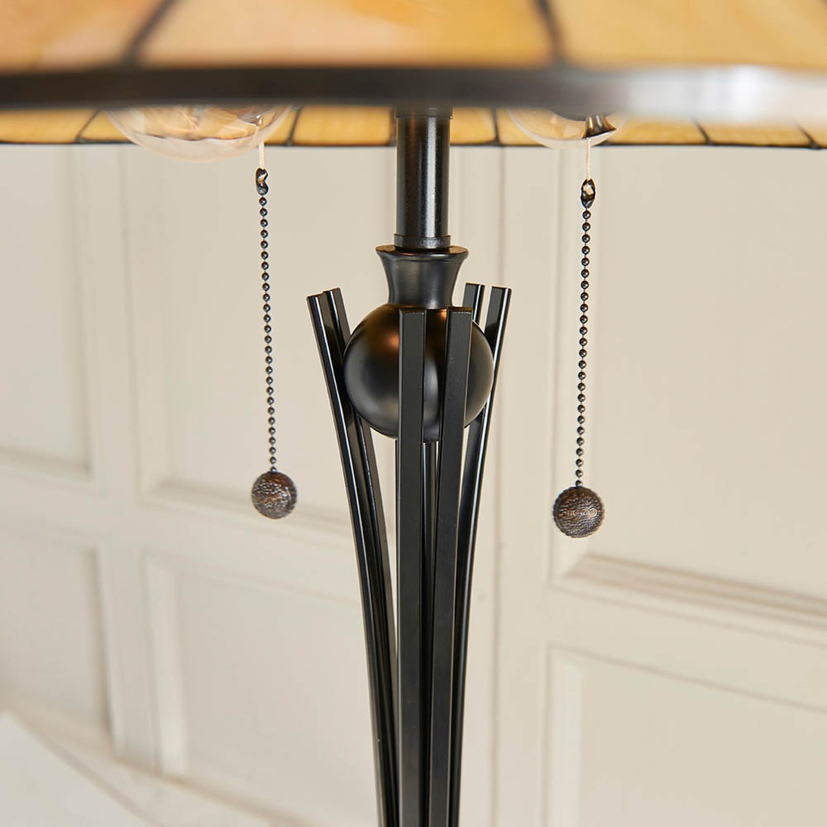 Interiors 1900 Dark Star 2 Light Tiffany Floor Lamp in Black