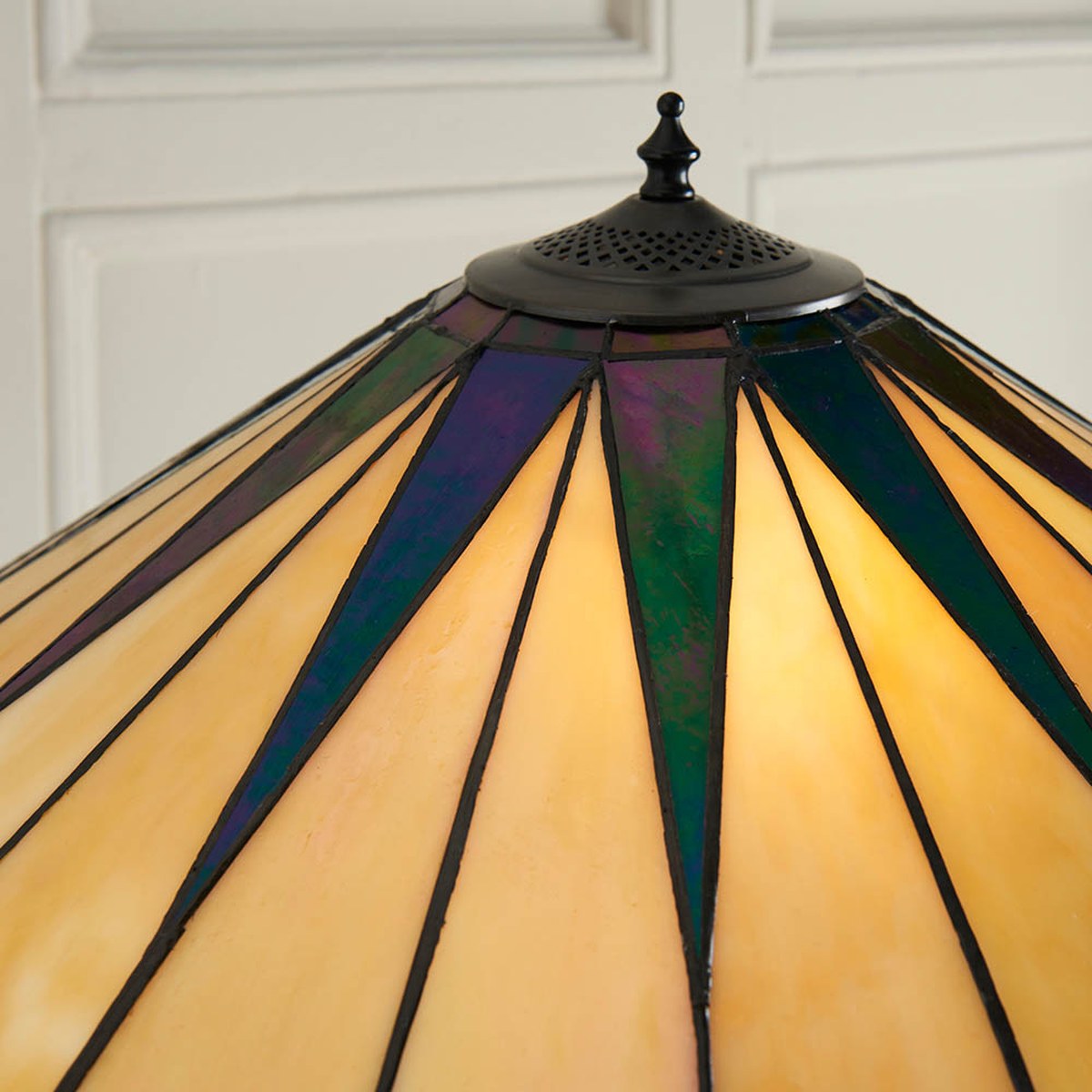 Interiors 1900 Dark Star 2 Light Tiffany Floor Lamp in Black