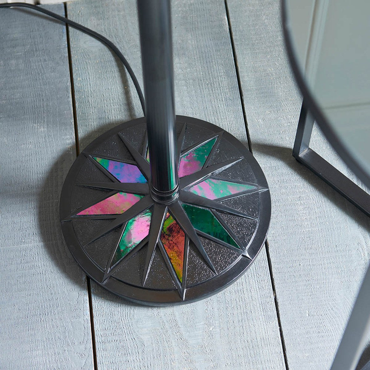 Interiors 1900 Dark Star 2 Light Tiffany Floor Lamp in Black