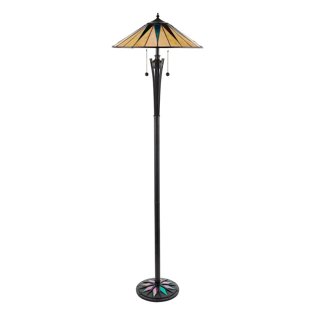 Interiors 1900 Dark Star 2 Light Tiffany Floor Lamp in Black