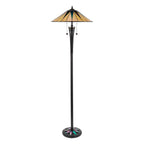 Interiors 1900 Dark Star 2 Light Tiffany Floor Lamp in Black