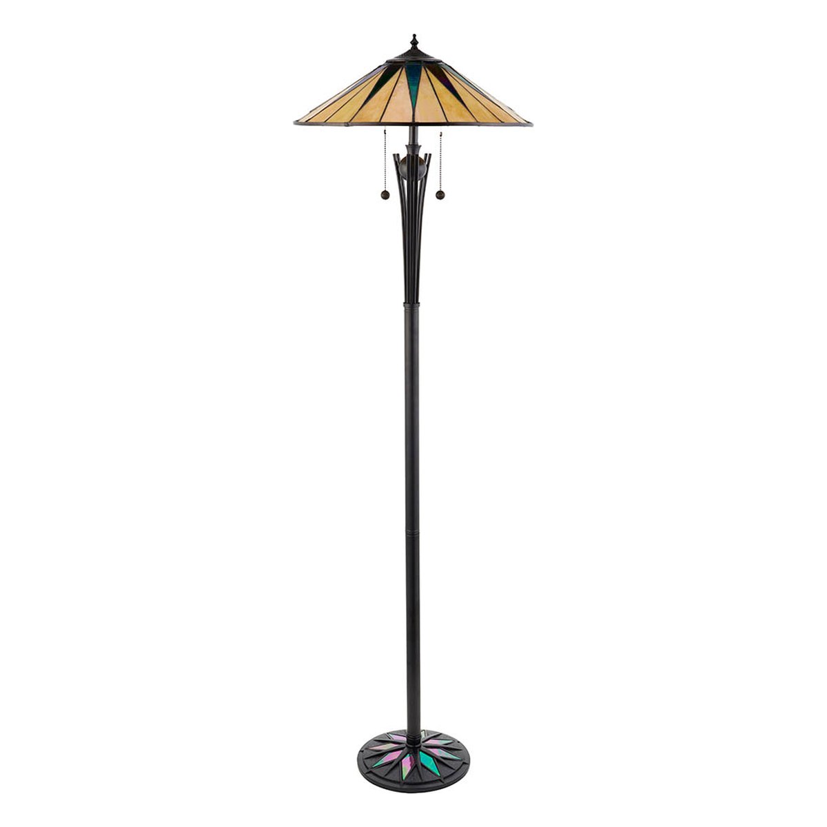 Interiors 1900 Dark Star 2 Light Tiffany Floor Lamp in Black
