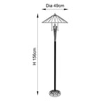 Interiors 1900 Dark Star 2 Light Tiffany Floor Lamp in Black