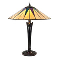 Interiors 1900 Dark Star 2 Light Tiffany Table Lamp in Black with Iridised Glass Inserts