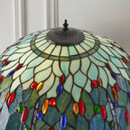 Interiors 1900 Dragonfly 2 Light Tiffany Floor Lamp in Satin Black & Blue Glass