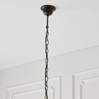 Interiors 1900 Dragonfly Medium 3 Light Tiffany Pendant Light in Satin Black & Blue Glass