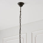 Interiors 1900 Dragonfly Medium 3 Light Tiffany Pendant Light in Satin Black with Flame Glass