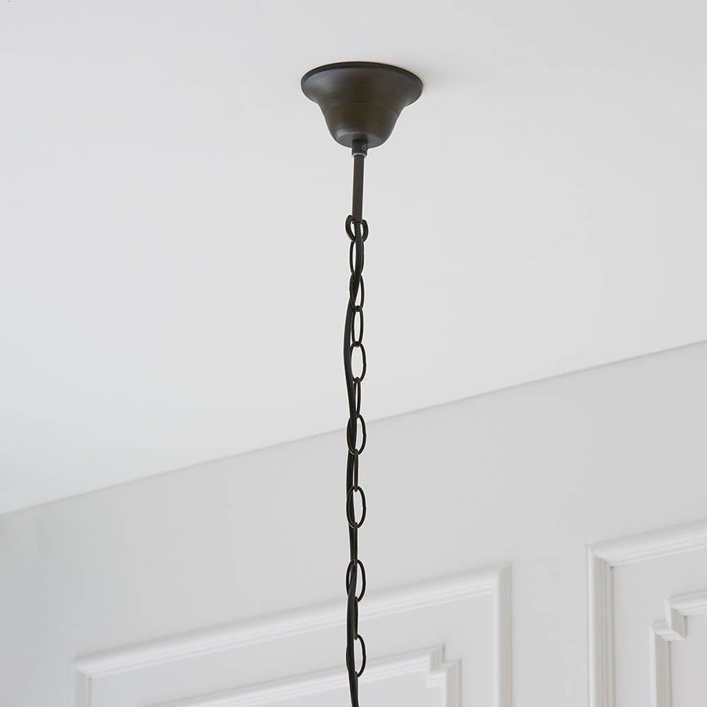 Interiors 1900 Dragonfly Large 3 Light Tiffany Pendant Light in Satin Black with Flame Glass