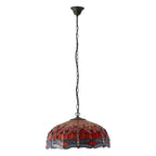 Interiors 1900 Dragonfly Large 3 Light Tiffany Pendant Light in Satin Black with Flame Glass