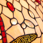 Interiors 1900 Dragonfly Medium 2 Light Tiffany Table Lamp in Satin Black & Beige Glass