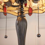 Interiors 1900 Dragonfly Small 2 Light Tiffany Table Lamp in Satin Black & Beige Glass