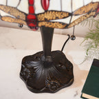 Interiors 1900 Dragonfly Small 2 Light Tiffany Table Lamp in Satin Black & Beige Glass