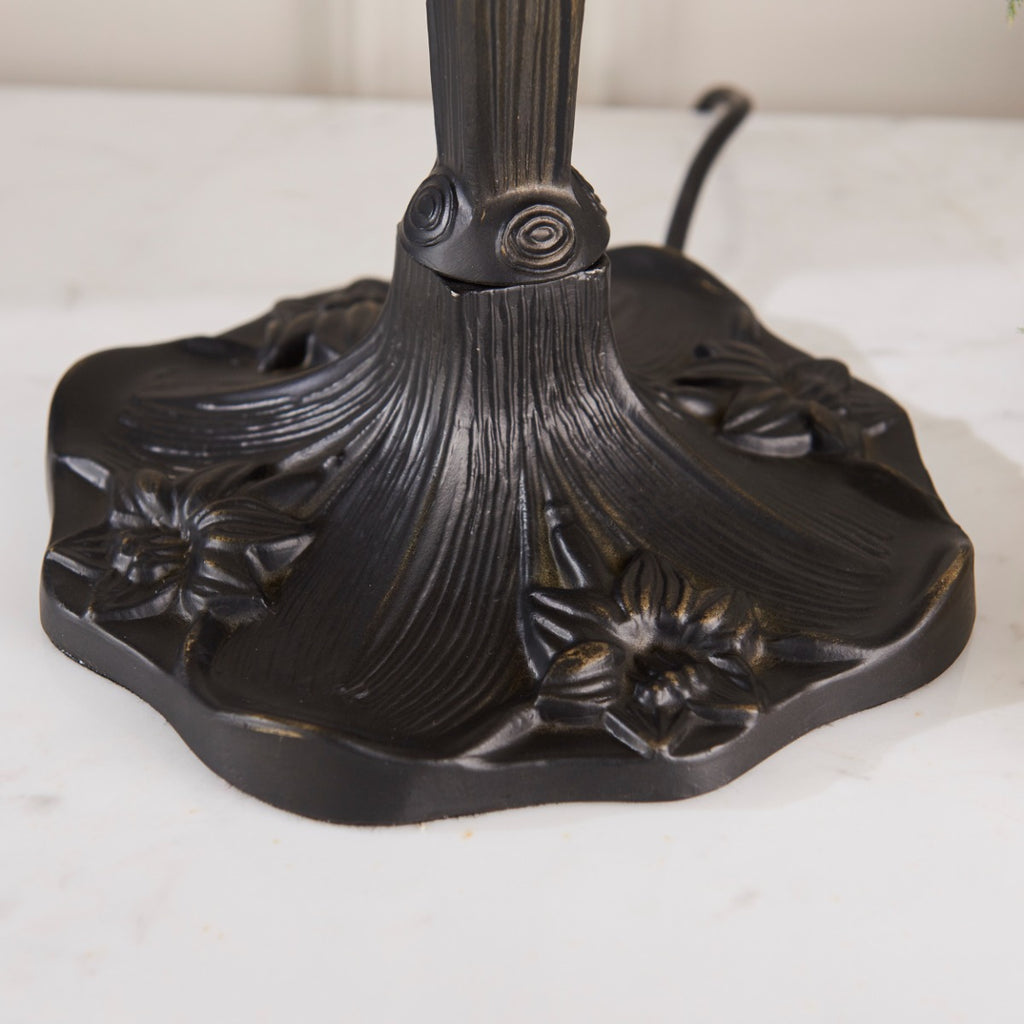 Interiors 1900 Dragonfly Small 2 Light Tiffany Table Lamp in Satin Black & Beige Glass