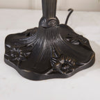 Interiors 1900 Dragonfly Small 2 Light Tiffany Table Lamp in Satin Black & Blue Glass