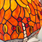Interiors 1900 Dragonfly Small 2 Light Tiffany Table Lamp in Satin Black & Flame Glass