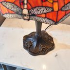 Interiors 1900 Dragonfly Medium 2 Light Tiffany Table Lamp in Satin Black & Flame Glass